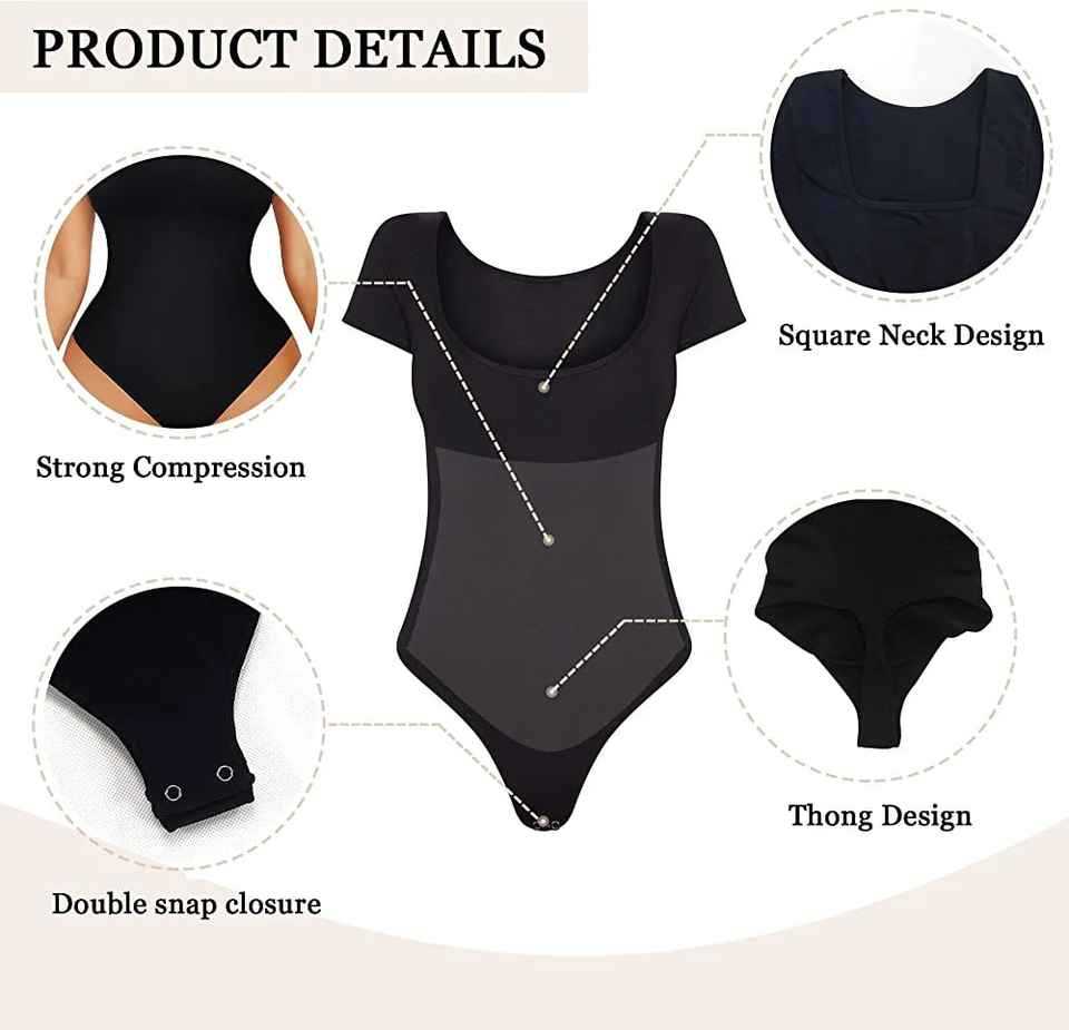 Short Sleeve Seamless Shapewear One-piece T-back