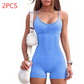 Spaghetti Strap Shorts Jumpsuit Sports Yoga Workout Tight Romper Women Fashion Fitness Sportwear