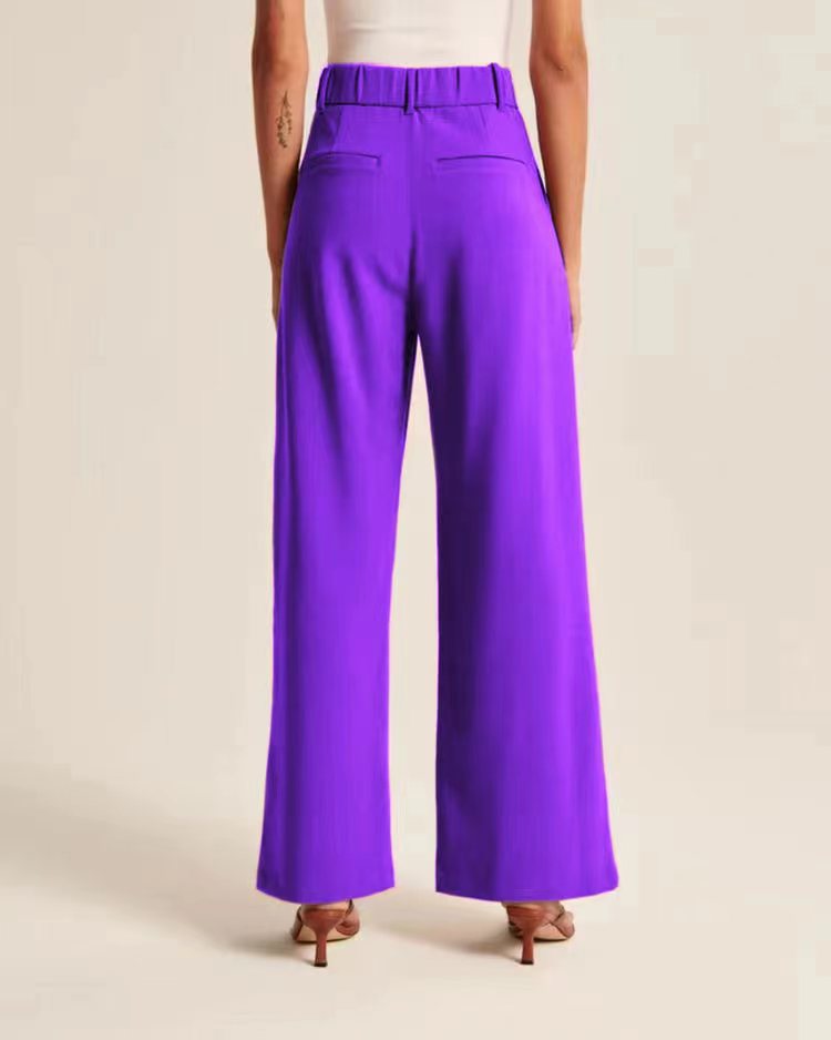 High Waist Wide Leg Pants With Belt Casual Suit