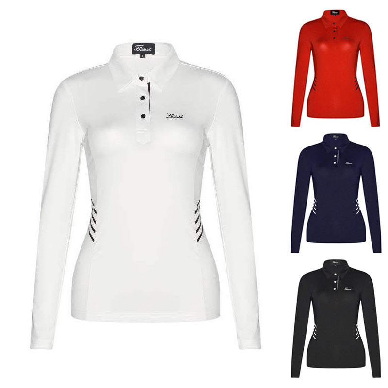 Autumn And Winter Golf Clothes Women's Breathable Quick-drying Slim Wicking Polo Shirt Long-sleeved Top GolfT-shirt Tide