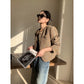 Brown Collarless Jacket Autumn And Winter Short Temperamental Top