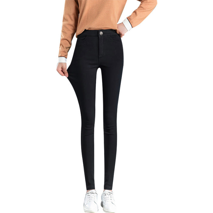 Black high-waist leggings and small feet pants