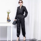 Unique And High-end Feeling, Slim Fitting Black PU Leather Work Suit And Jumpsuit For Women