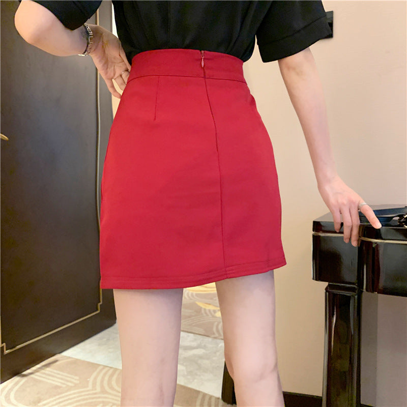 V-neck Short-Sleeved Shirt And A-line Skirt Suit