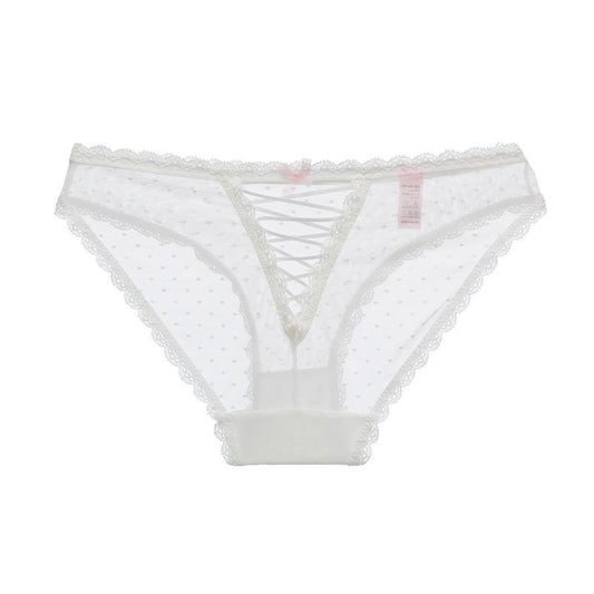 Hollow Cross Ribbon Lace Trim Panties Ladies