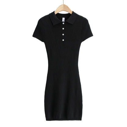 Polo Neck Knitted Tennis Short Sleeve Dress