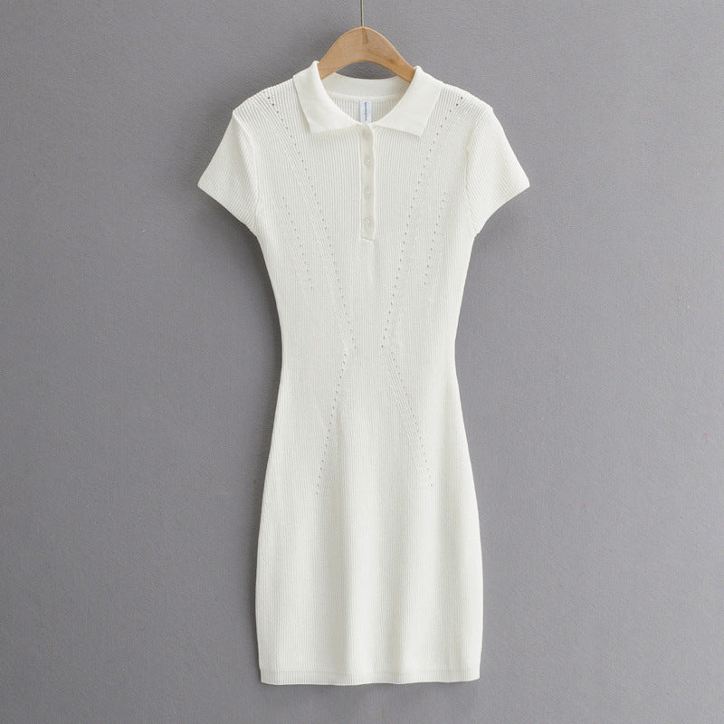 Polo Neck Knitted Tennis Short Sleeve Dress