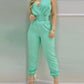 European And American V-Neck Jumpsuit Without Belt