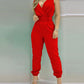 European And American V-Neck Jumpsuit Without Belt