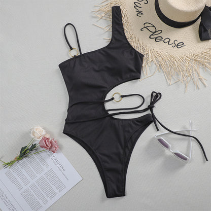 Sexy Lace-up Bikini One-piece Hollow Swimsuit