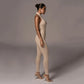 European And American Sleeveless Halterneck Slim-fit Cotton Solid Color Jumpsuit