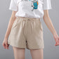 Washed Cotton Solid Color Shorts Women's Wear Loose Tight Waist Casual