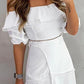 Off Shoulder Half Sleeve Ankle-Length Patchwork Pullover Womens Dress