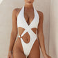 Sexy One-Piece Swimsuit Women's Solid Color Cross Hollow Large Size Bikini Bikini Swimwear