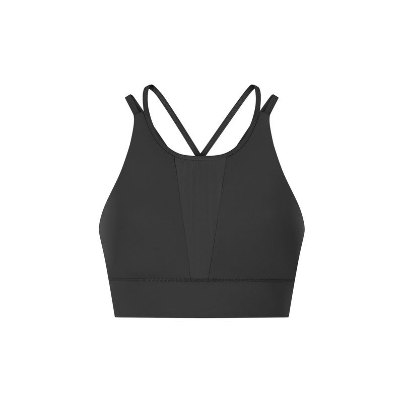 NWT Yoga Sexy Women Mesh PatchworkTank Tops Fitness Shock Proof Quick Dry Backless Cross Tanks Push Up Crop Bra Size XS-XL