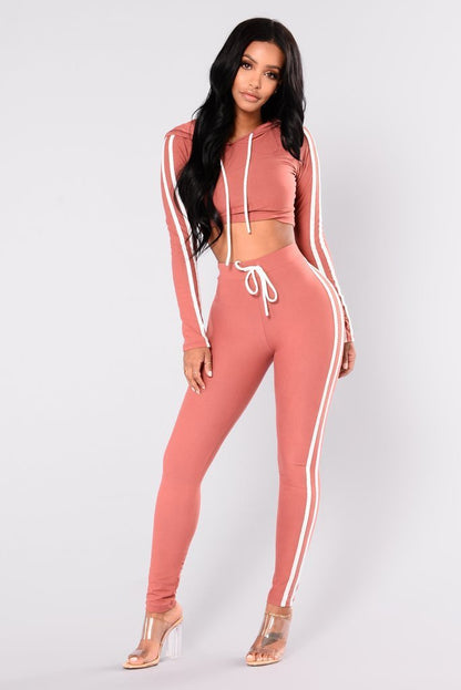 Women Ladies Tracksuit Crop Top Hoodies Sweatshirt Pants Sets Slim Wear Casual Suit