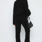 Pure Color Comfort Wool Zipper Long Sleeve Trousers Suit