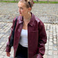 Retro Fashion Polo Collar Advanced PU Leather Jacket Coat