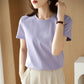 Mercerized Cotton Short Sleeve Women's Slimming Loose