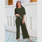 New Knitting Suit Sweater Suit Short Sleeve Pullover Wide Leg Pants