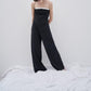 Contrast Color Off-neck Tube Top Jumpsuit Stitching Wide Leg