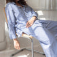 Women's Fashion Casual Striped Loose Long Sleeve Trousers Suit