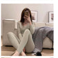 Long Johns Thermal Underwear Stretch Round U Collar Thin Bottoming Shirt Women