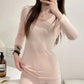 Long Johns Thermal Underwear Stretch Round U Collar Thin Bottoming Shirt Women