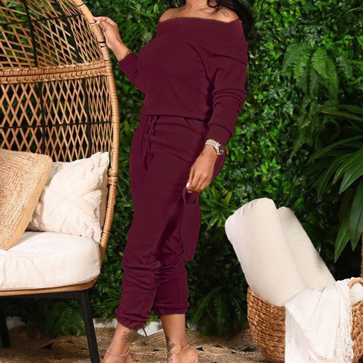 Loose Off-the-shoulder Two Pieces Women's Suit