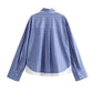 Lapel Long Sleeve Single-breasted Striped Shirt