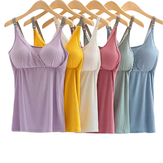 Breast feeding vest with cross elastic bra