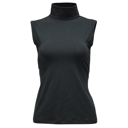 Solid color turtleneck sleeveless top