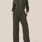 Long Sleeve Wide Leg Jumpsuit Rompers Zipper And Lapel Sweatshirt Suit Women