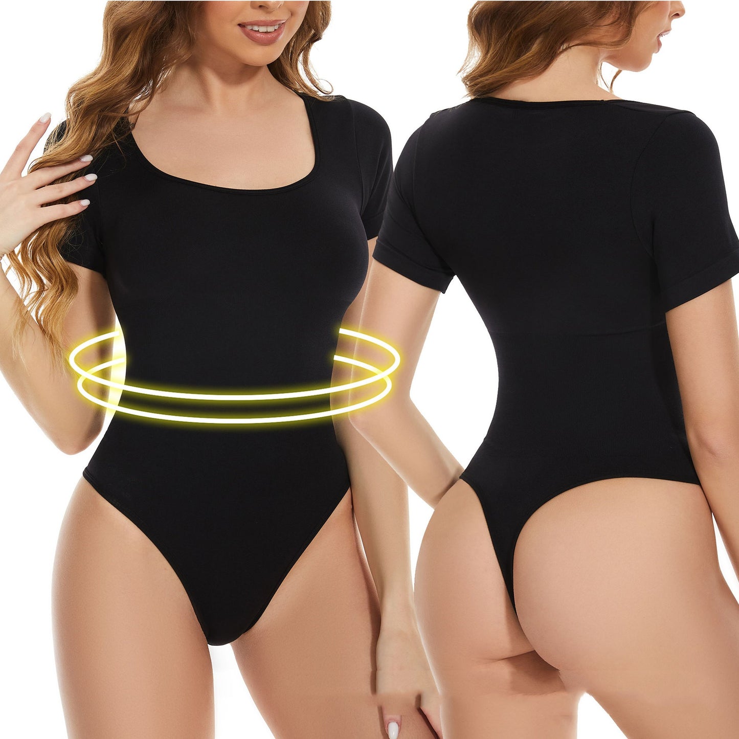 Short Sleeve Seamless Shapewear One-piece T-back