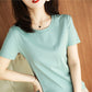 Mercerized Cotton Short Sleeve Women's Slimming Loose