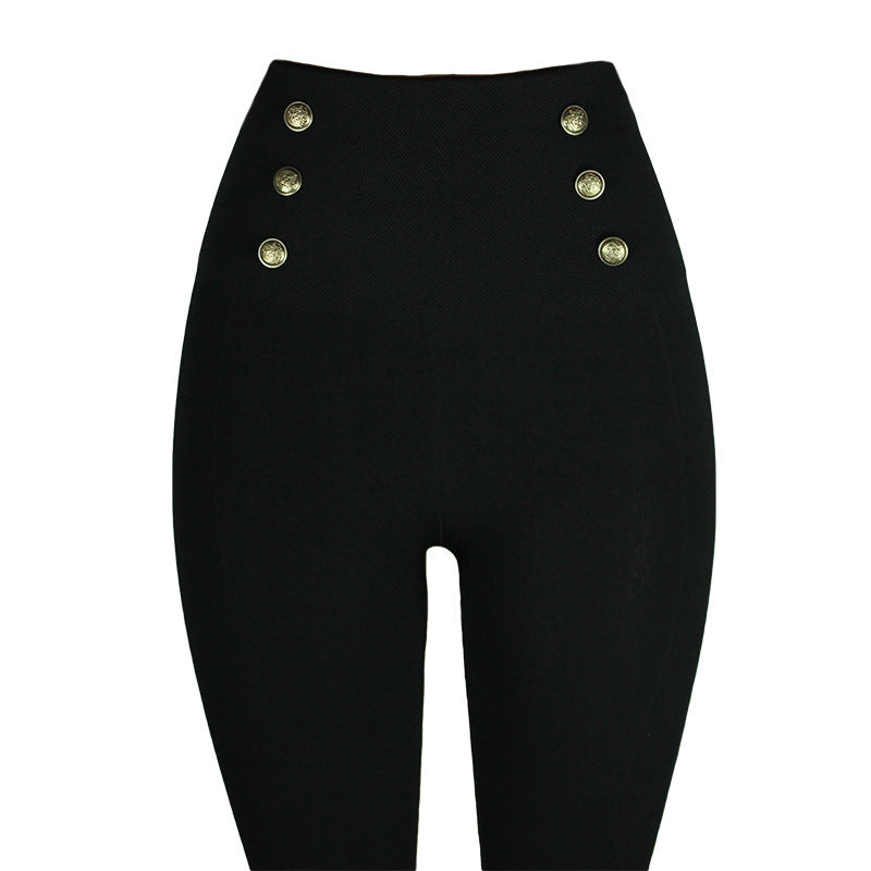 High-waisted Tight Pants Tummy Control Zipper Leggings for Women Seamless Breech with Diamond-studded Pants