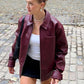 Retro Fashion Polo Collar Advanced PU Leather Jacket Coat