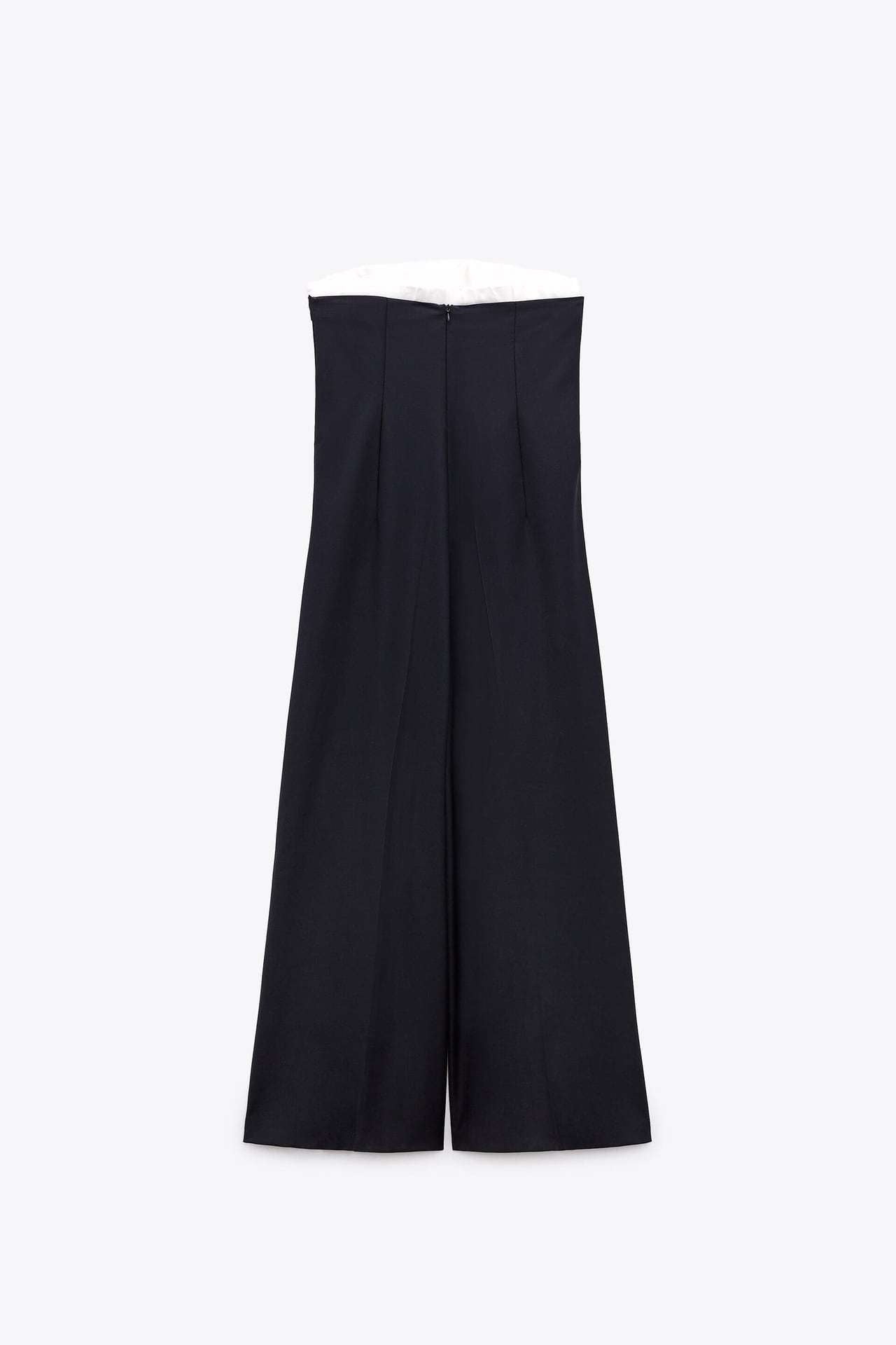 Contrast Color Off-neck Tube Top Jumpsuit Stitching Wide Leg