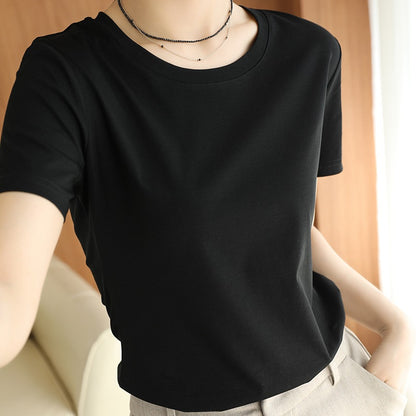 Mercerized Cotton Short Sleeve Women's Slimming Loose