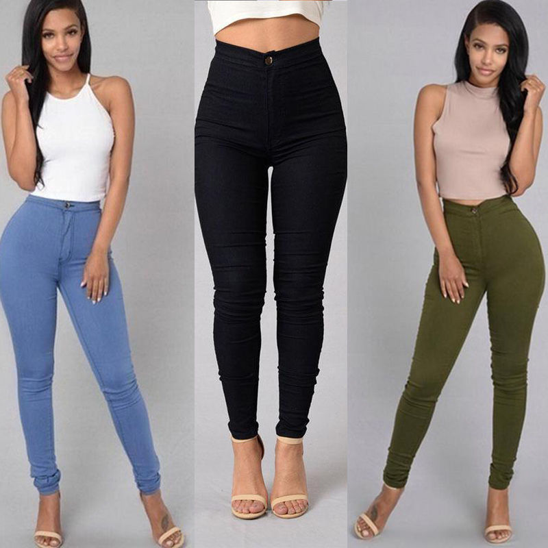 Aliexpress wish Amazon explosion Leggings thin waist stretch pencil pants tight candy colored jeans