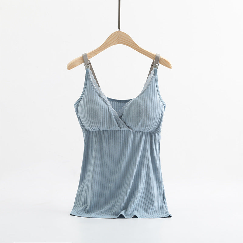 Breast feeding vest with cross elastic bra