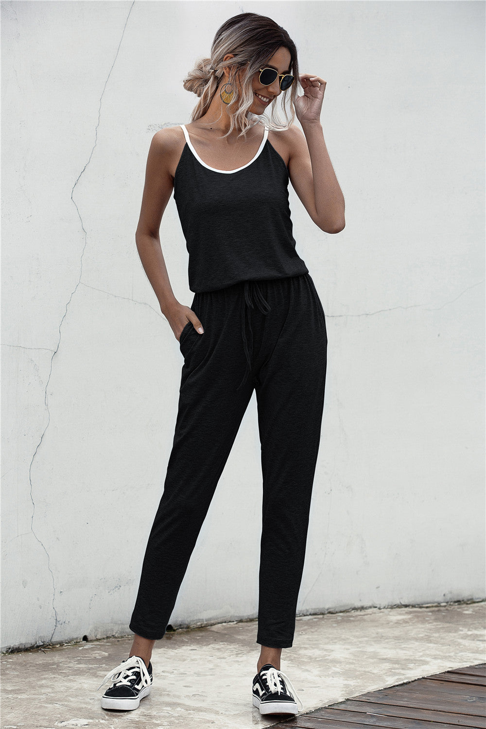 Summer New Color Matching Suspender Jumpsuit