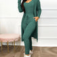 Women's Casual Suit High Waist Slip-on Casual Pants Drawstring Pocket Design Jumpsuit And Cardigan Cover