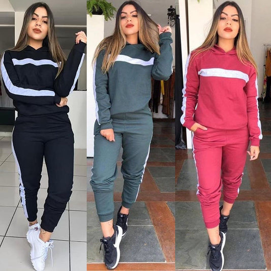 Women's Casual Patchwork Sports Suit Two-piece Set