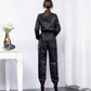 Unique And High-end Feeling, Slim Fitting Black PU Leather Work Suit And Jumpsuit For Women