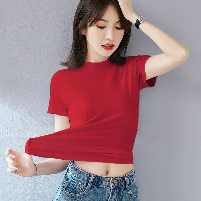 Women's Summer Slim Fit Autumn Korean Style Short Sleeve Cotton