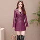 Women's Mid-length Leather Coat Thickened Cotton