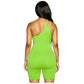 Solid Color One Shoulder Slim Fit Hip Raise Sports Yoga Jumpsuit