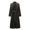 Autumn Leather Effect Belt Coat