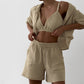 Underwear Double-layer Gauze Pajamas Three-piece Short Sleeve Shorts